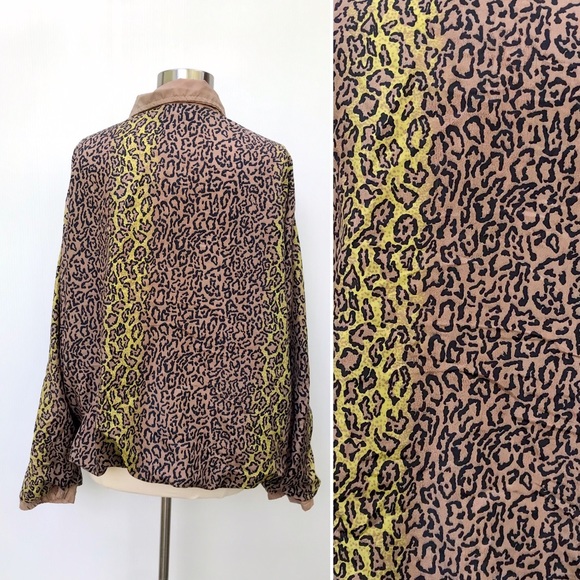 Vintage 80’s leopard print mob wife warm up track jacket windbreaker coat - Picture 5 of 9